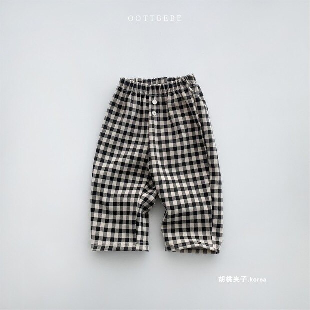 2022spring Infant Plaid Pants Kids Wear Newborn Boy Clothes: black
