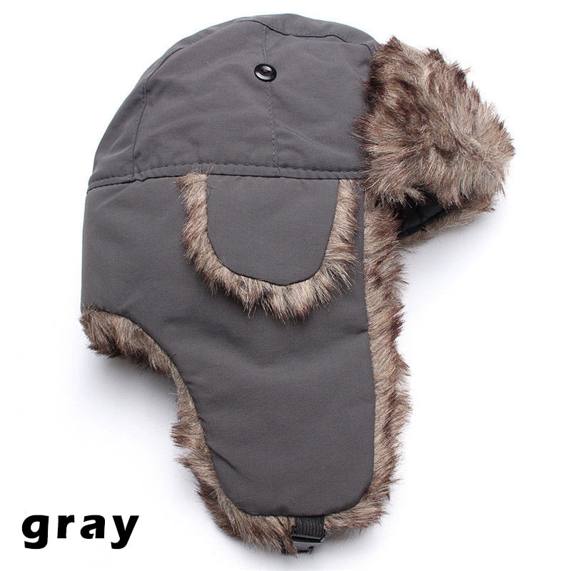 Gorro de esquí ruso para hombre y mujer, gorros gruesos con orejeras, cálidos, de piel Ushanka, a prueba de viento, FS99