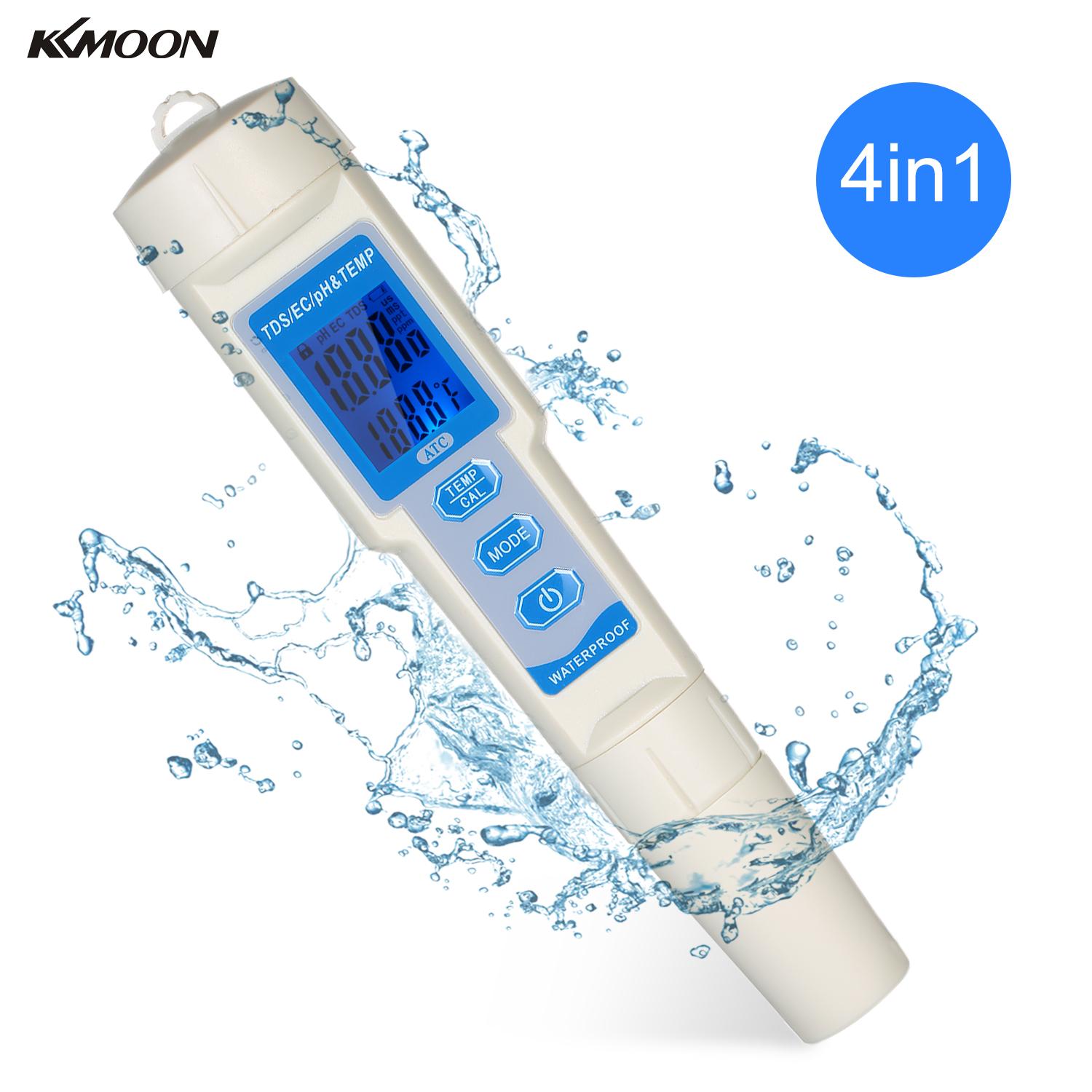 Kkmoon 4-In-1 Waterdichte Water Quality Tester Pen Analyze Instrument Ph/Ec/Tds Temperatuur Meter ph Meter Met Atc Functie