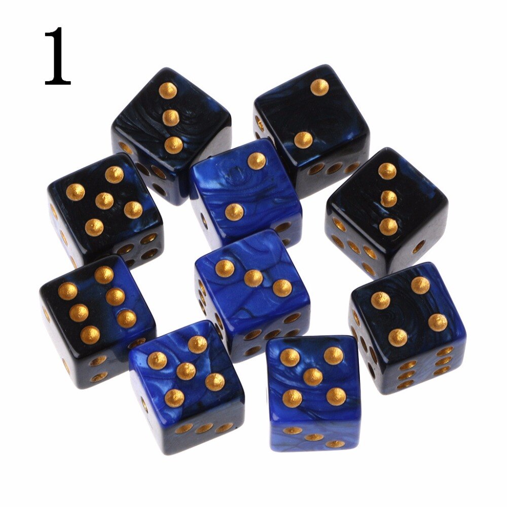 10 pcs 15mm Multicolor Contas de Acrílico Cubo Dados de Seis Lados Portátil Jogos de Mesa Brinquedo