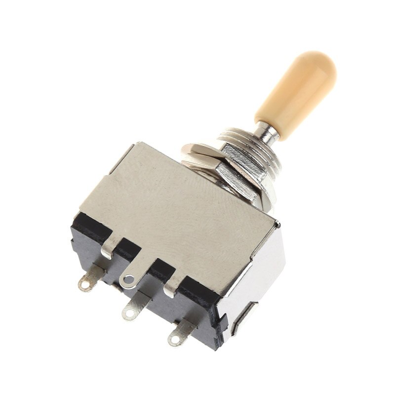 3 Way Closed Toggle Switch Box Style Chrome For Electric Guitar Cream Knob 652D
