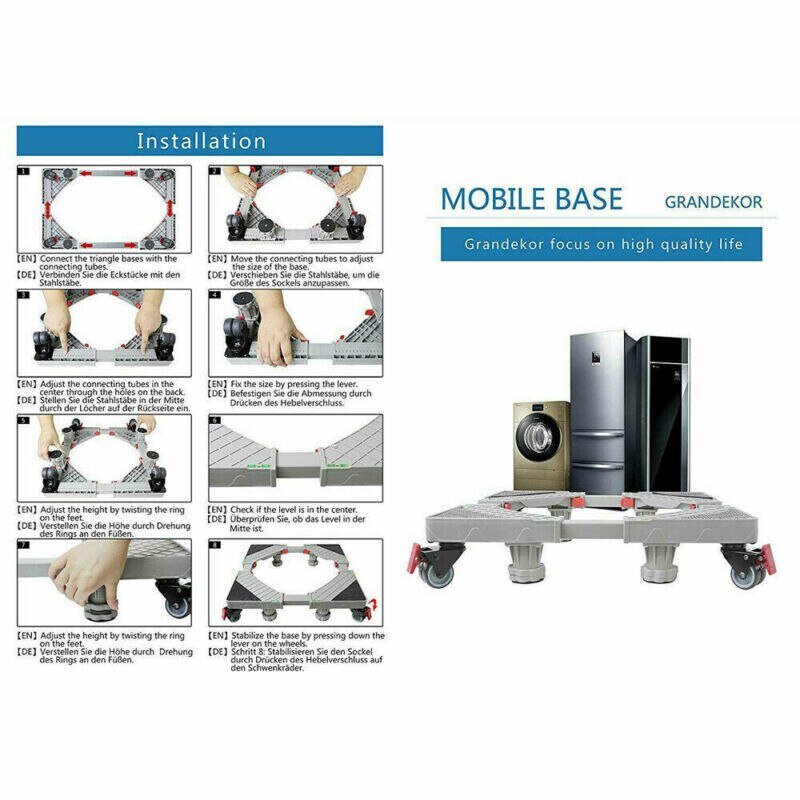 Verstelbare Apparaat Roller Mover Trolley Wielen Base Wielen Koelkast Wasmachine