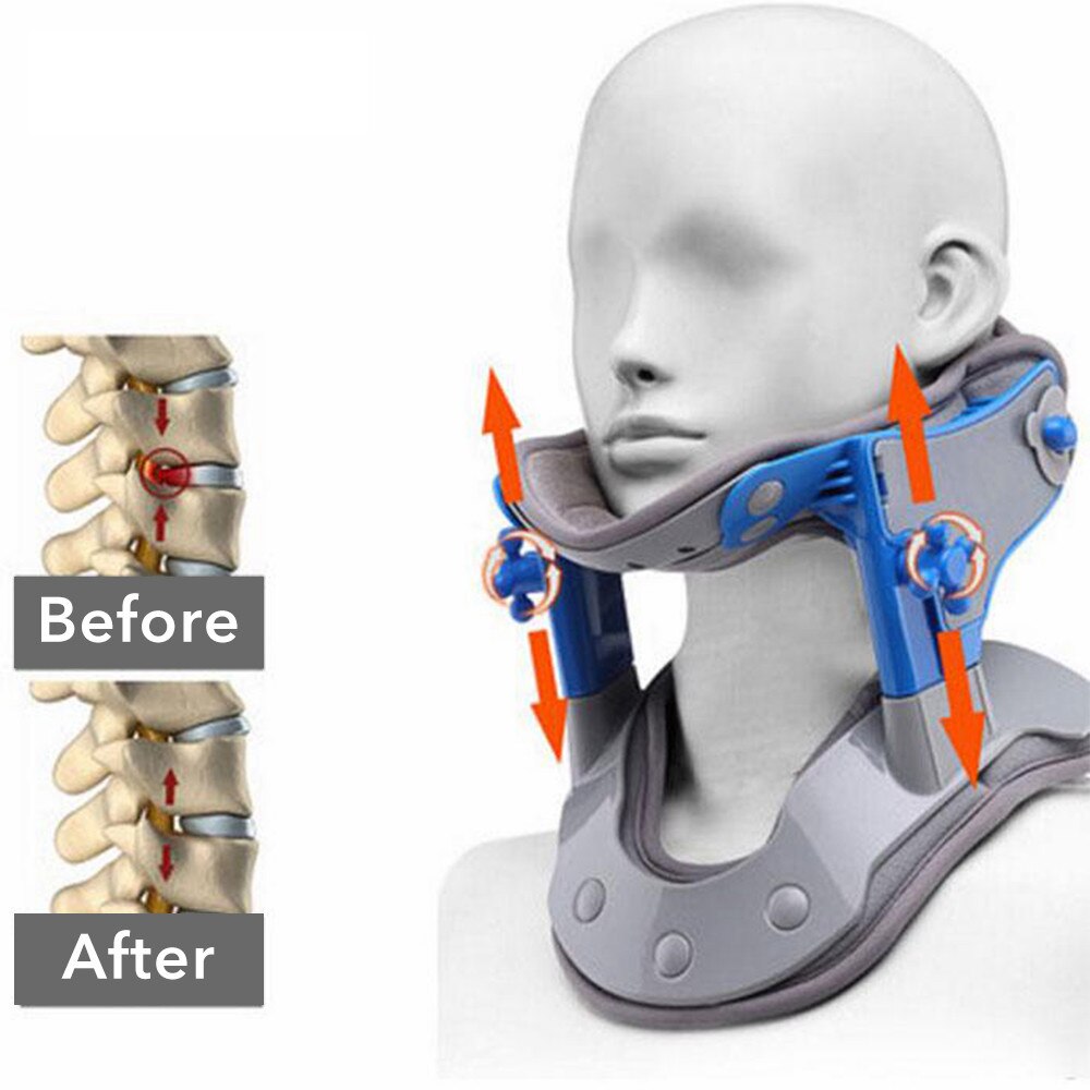 Cervikal nakke trækkraft anordning opvarmet justerbar nakke båre rygsøjlen corrector nakkestøtte brace ortose rygsmerter lindring