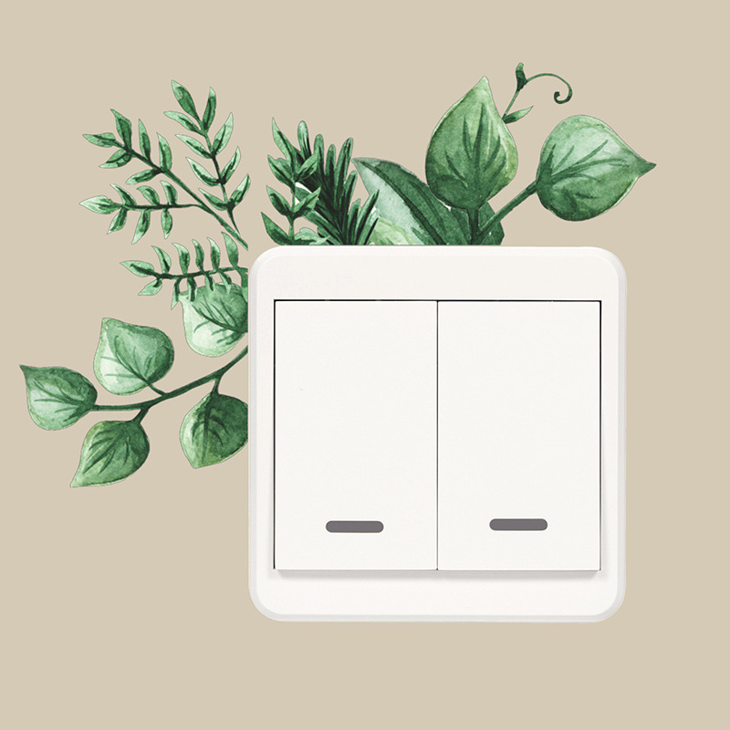 Pegatinas decorativas de pared con hojas de flores, luz para enchufes, interruptores, vinilo, decoración para sala de estar, jóvenes, niños, bonitos enchufes