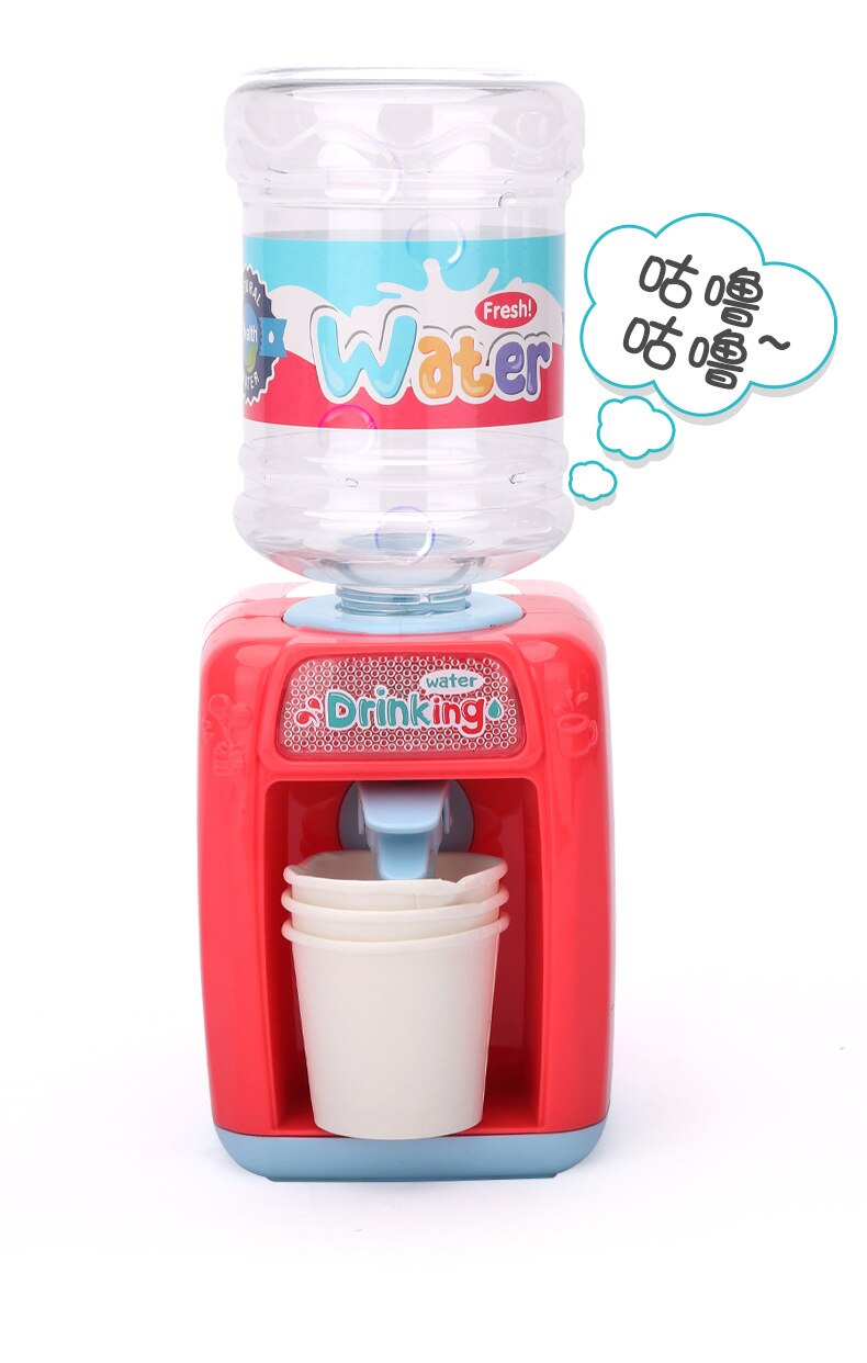 Children's mini fun water dispenser, electric sound and light simulation play house beverage dispenser, baby educational kitchen: Red