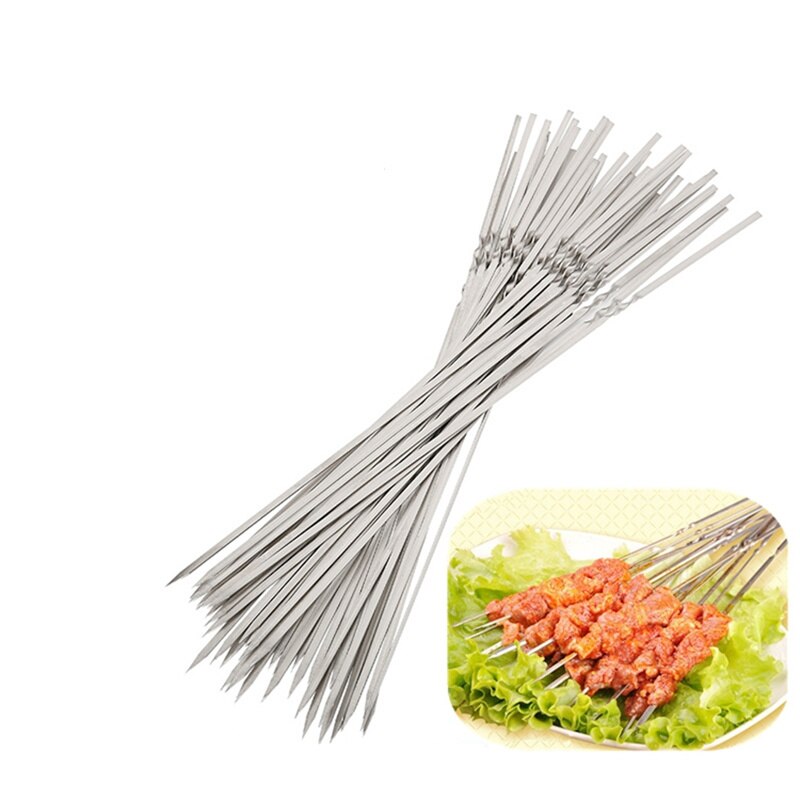 20pcs! Reusable 33cm metal long skewers Needle stainless steel brochette barbecue sticks grilling bbq tools easy kebab maker