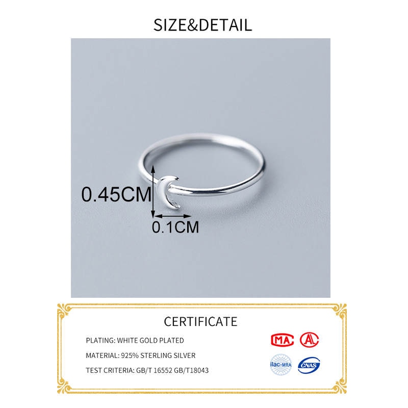 INZATT Echt 925 Sterling Silber Minimalis Mond Ring Für Frauen Party Nette Feine Schmuck Zubehör Geburtstag