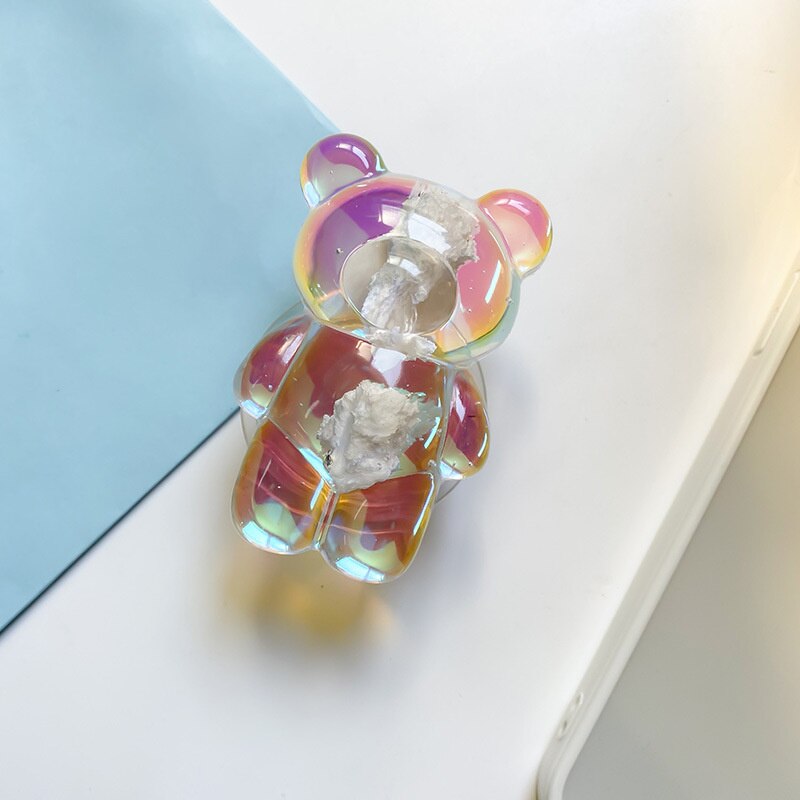 Luxury 3D Cute Bear Epoxy Real Flower Phone Holder Stand For iPhone Samsung Cellphone Bracket Telephone Support Phone Girp: 1