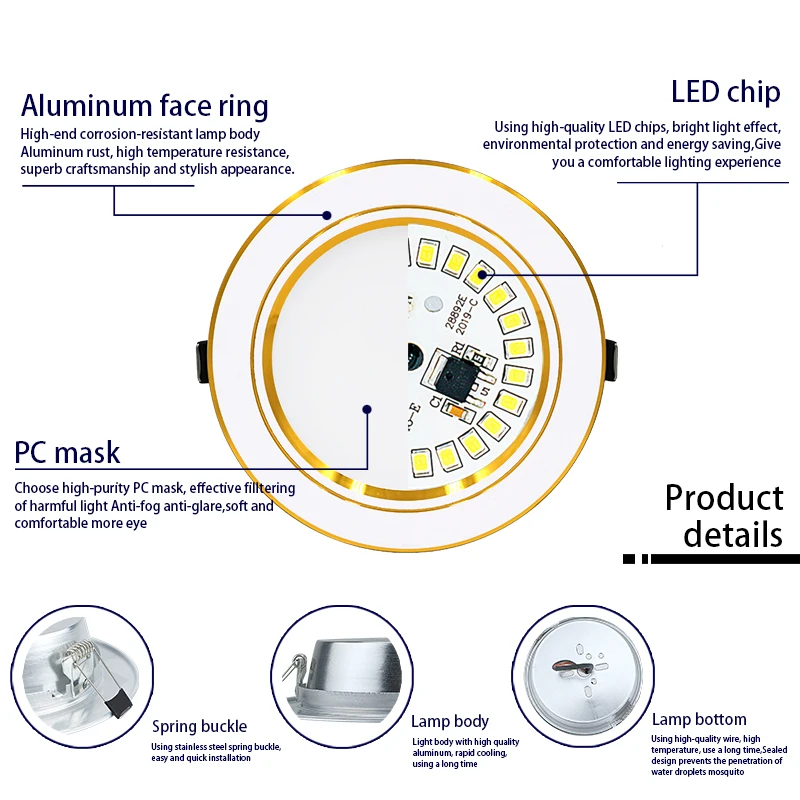 10 kpl/erä led-alasvalot 5w 9w 12w 15w 18w ac 220v 230v 240v led-kattoalasvalot lamput led-kattovalaisin kodin sisävalaistus