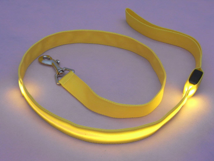 Nylon led-oplichtende hondenriem voor nachtveiligheid, knipperende led-hondenhalsband met lichtgevende verlichting, huisdierbenodigdheden, kattentekening, kleine riem met led-verlichting voor honden.: Geel