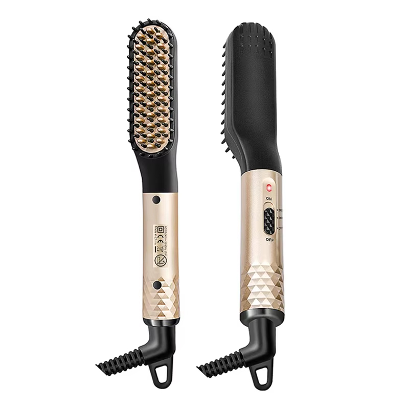Straight Hair Comb Beard Straightener Straightening Comb Fast Heating Styling Tools: Gold / EU