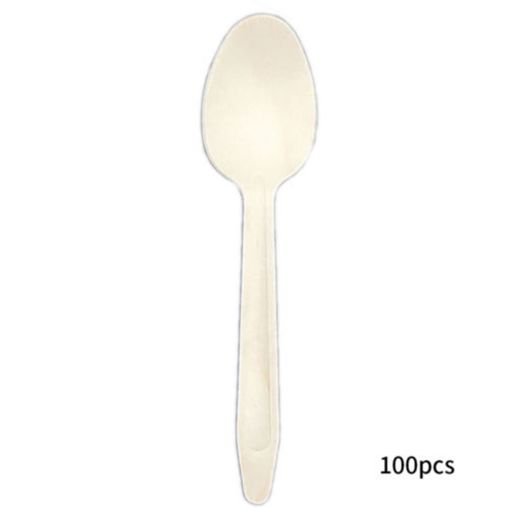 100Pcs Disposable Wooden Spoon Mini Ice Cream Wooden Cake Dessert Tableware Western Tableware Kitchen Safe