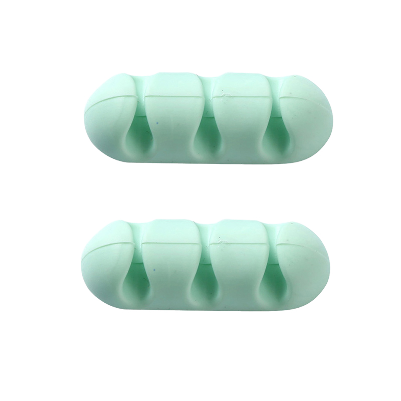 2pcs/lot Desktop Cable Organizer Self-AdheSive Silicone Wire Winder Cord Clip Cable Storage Holder For Office Wire Management: Green