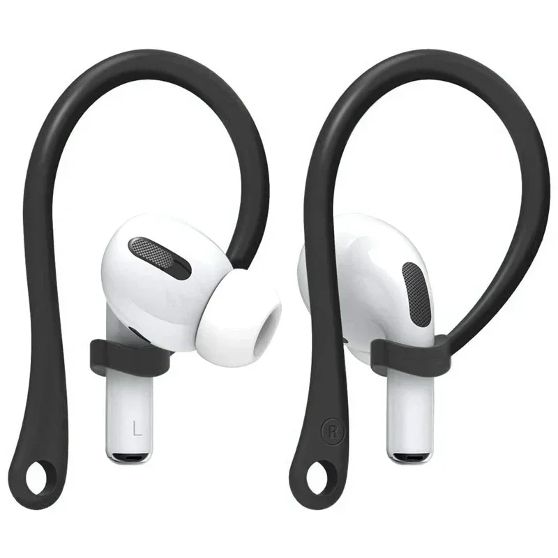 Soft Silicone Anti Lost Hook Earphones for Apple Airpods 1 2 3 Air Pods Pro Bluetooth Wireless Headphone Earbuds Ear Tips Strap: 3XS / black