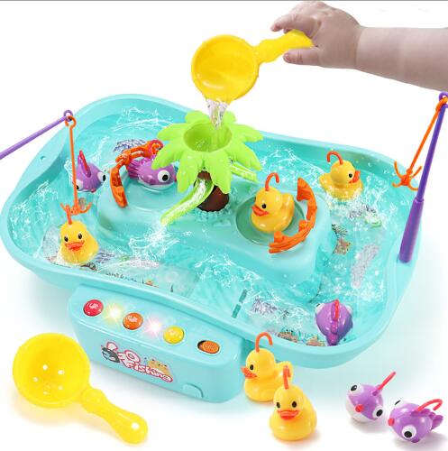 Kids Fishing Toys Set with Sound and Light ElectricWater Cycle Fishing Game Set Funny Classic Toys for Children: Blue