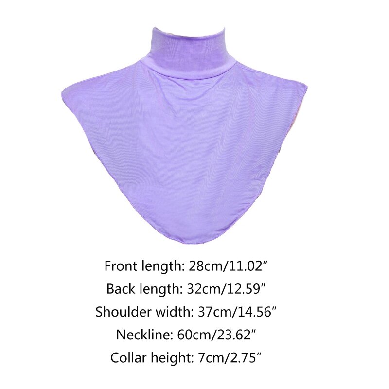 Women Turtleneck Dickey Muslim Modal Detachable Half Top Solid Color False Collar Islamic Hijab Extension Neck Cover