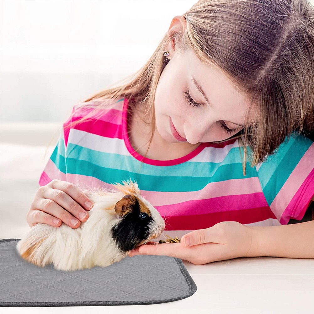 4pcs Highly Absorbent Bottom Reusable Guinea Pig Fleece Cage Liners Easy Clean Hedgehog Travel Bedding Non Slip Rabbit Pee Pads