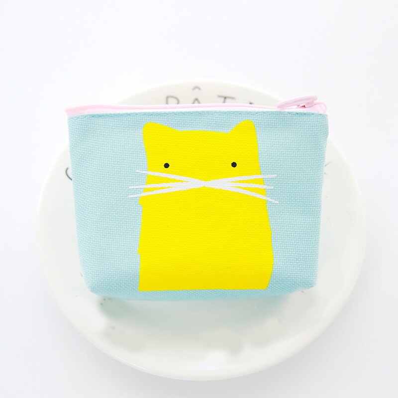 1 stuk unisex canvas portemonnee kaart dieren cartoon print sleutel mini portemonnee etui canvas tas kleine rits munt portemonnee kaarthouder portemonnee: 02