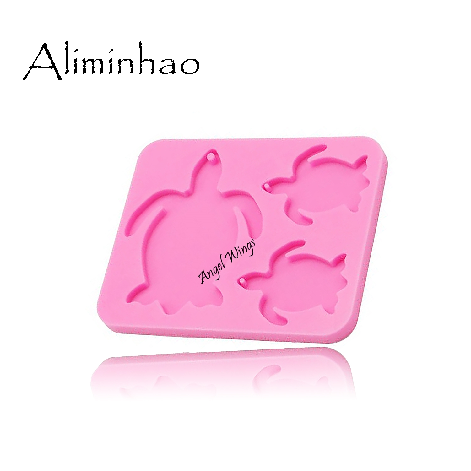 DY0105 Shiny Schildpad Familie sleutelhangers mold Clay DIY schildpad Moeder/baby Sieraden Maken glitter epoxy Sleutelhanger Siliconen mal