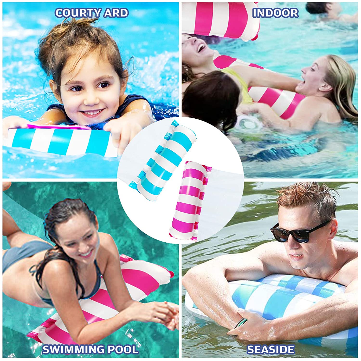 2 Stks/set Water Hangmat Float, Zwembad Hangmat Float Met Air Pompen, Opblaasbare Zwembad Drijft Voor Volwassenen