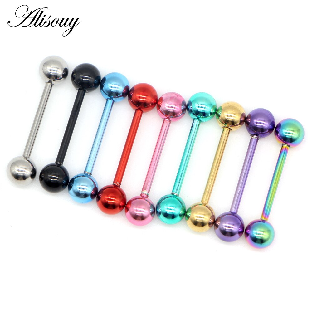 Alisouy 1 st 14g 9 Kleuren Tong Piercing Septum ear Kraakbeen nailTunnels Oordoppen labret lip Body piercing Sieraden 1.6*16*6mm