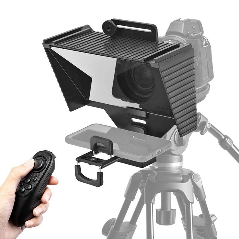 Portable Teleprompter With Remote Control, Suitable For Ipad, Camera, Video Recording, Smartphone Teleprompter Devices