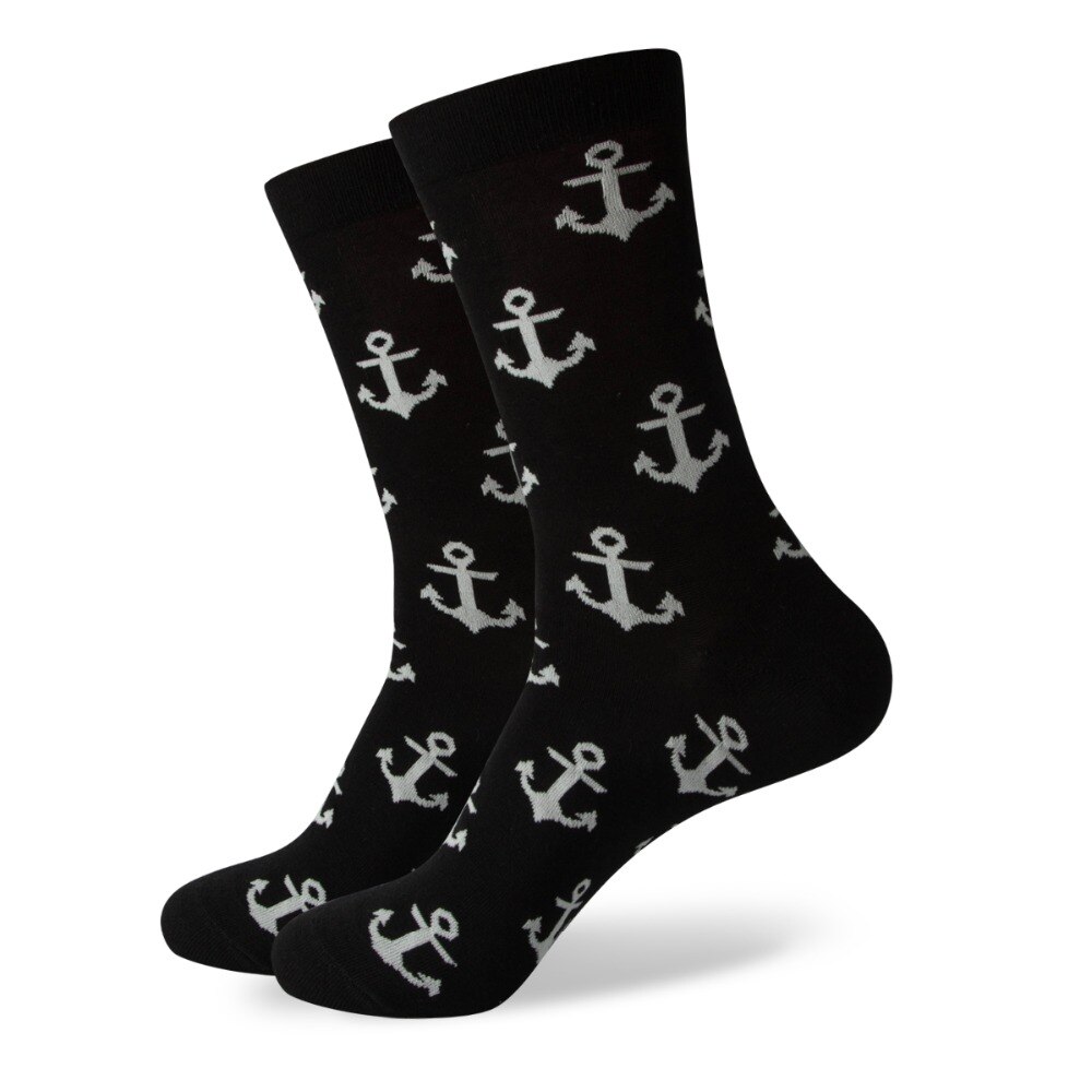 Calcetines de algodón peinado con ancla para hombre, medias de boda, talla estadounidense (7,5-12), estilo,