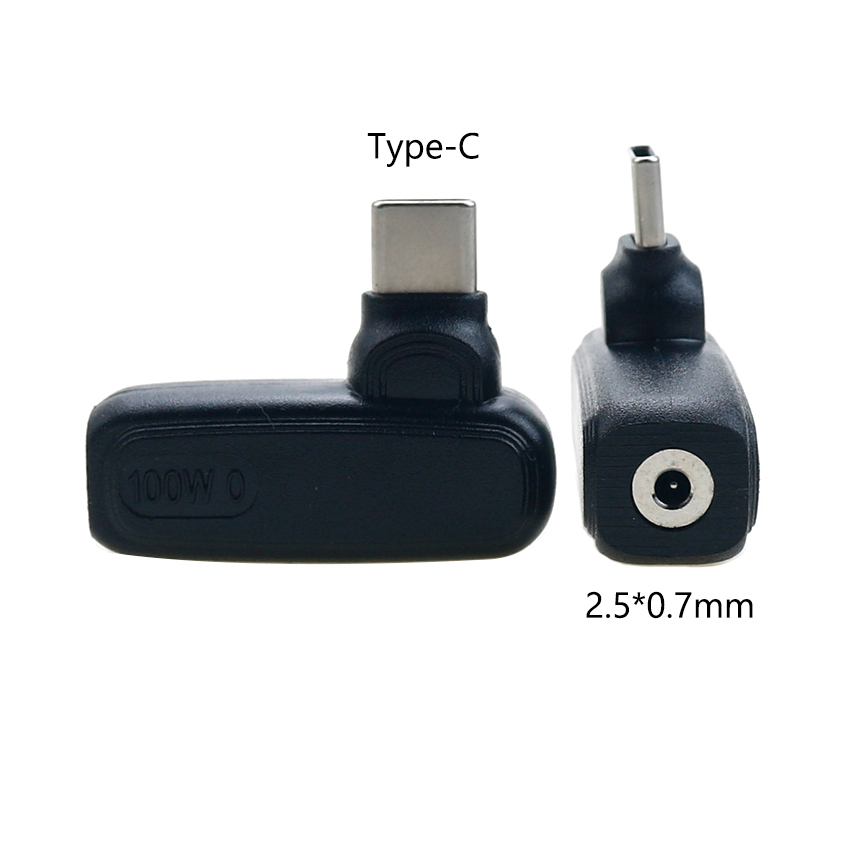 1 stk. 100w dc-strømstik hun- til usb type c-hanstikadapter universel bærbar computerstrømadapter pd-strømadapterstik: Grå