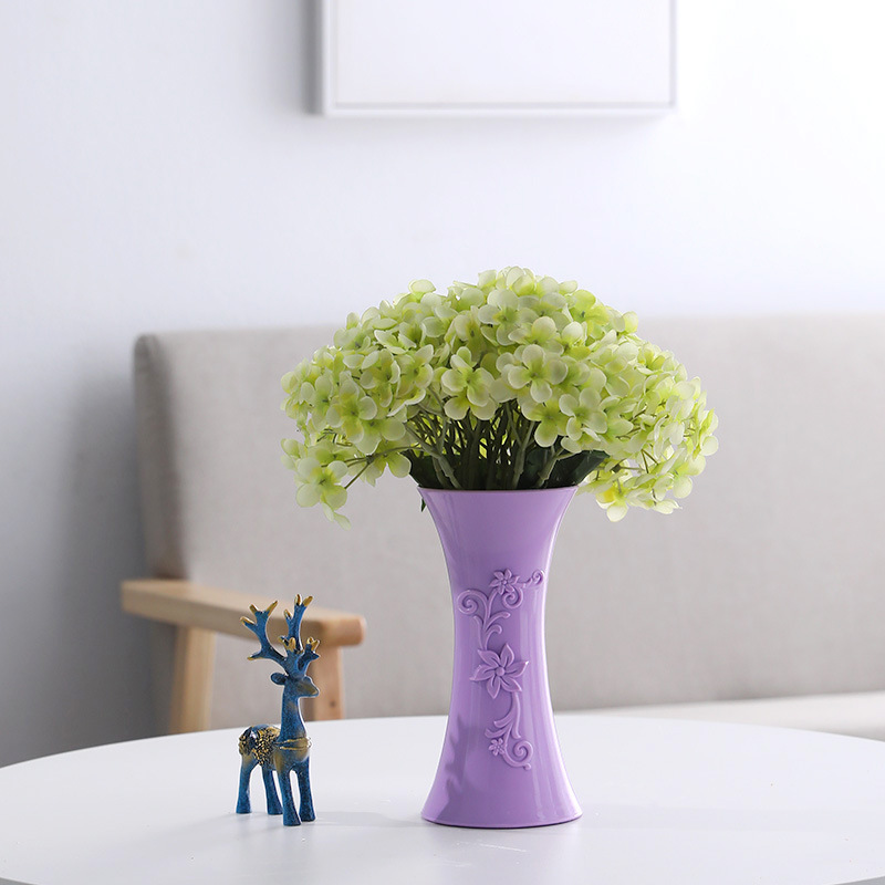 1pc Origami plastique Vase blanc Imitation céramique Pot de fleur panier de fleurs Vase décoration maison nordique décoration: purple 1