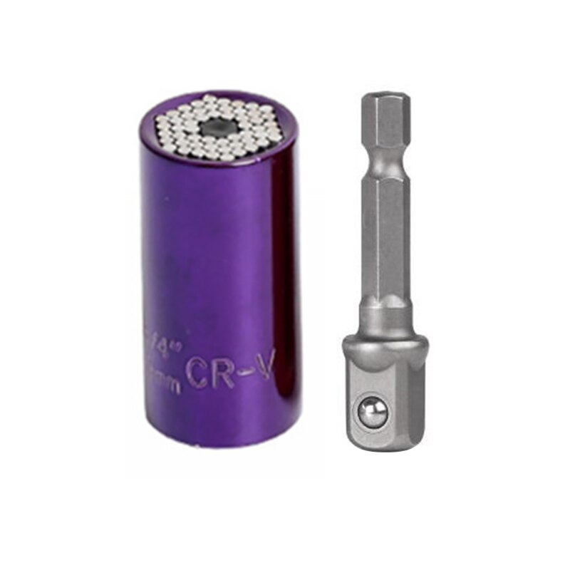 7-19mm Power Drill Adapter Hand Tools Universal Torque Wrench Spanner Grip Multi Function Ratchet Socket Sleeve: Purple