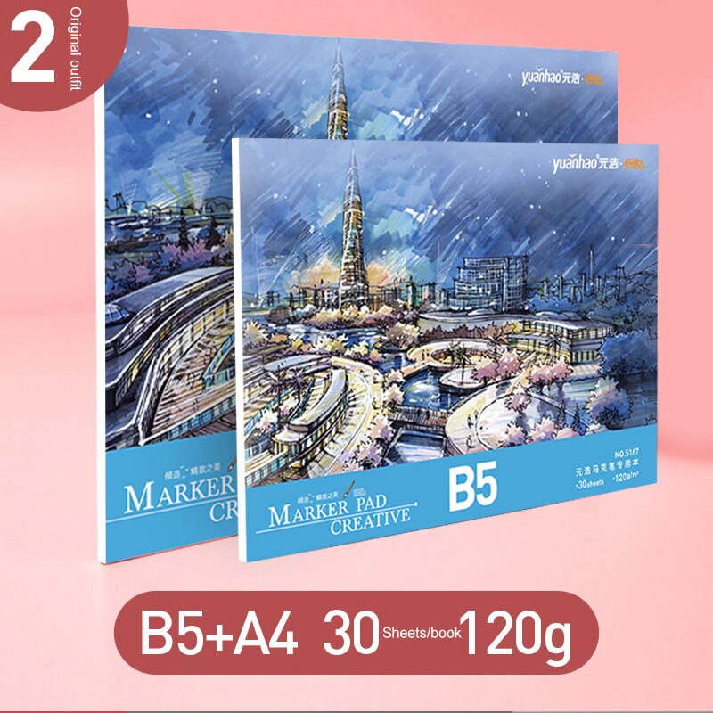 Drawing Paper Mark Pen Drawing Book Cartoon Opaque Paper A3/A4/B5 Mark Pen Color Acrylic Drawing Book Graffiti Art Book: 2pcs B5 A4