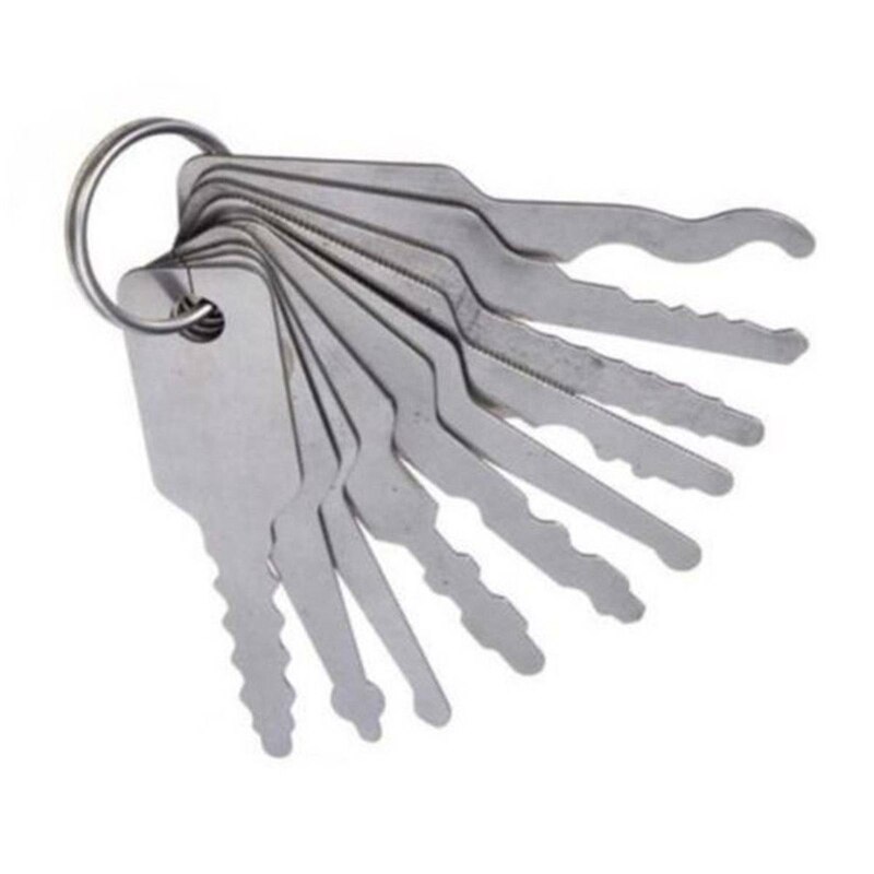 10Pcs/Set Car Stainless Jiggler Keys Dual Sided Car Unlock Lock Open Repair Tool Kit Accessories