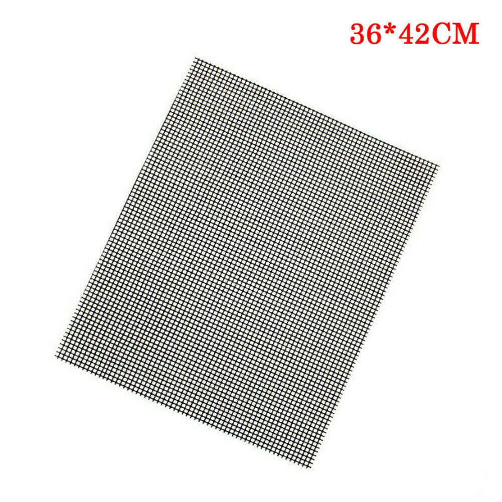 Thuis Grill Mat Bbq Grill Mesh Mat Non-stick Koken Sheet Liner Vis Camping: Black 36x42cm