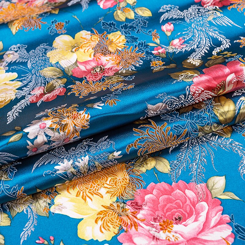 Blomster imitasjon silke damask stoffer brokade jacquard mønster symateriale til cheongsam kimono av diy stoff til kjole