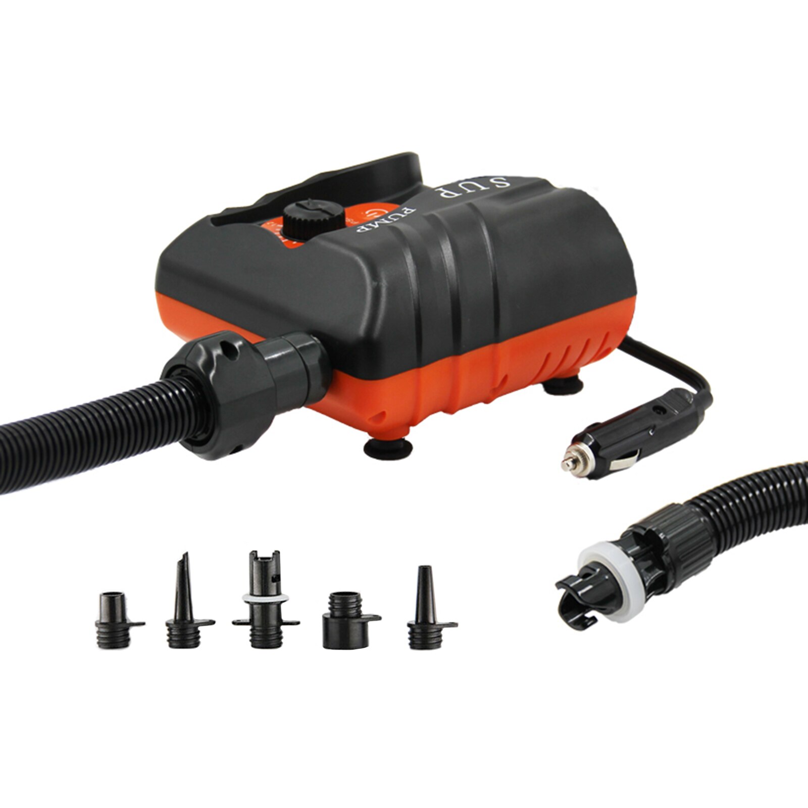 Electric High Air Pump, 16psi 12V DC High Pressure Air Pump (Black Orange)