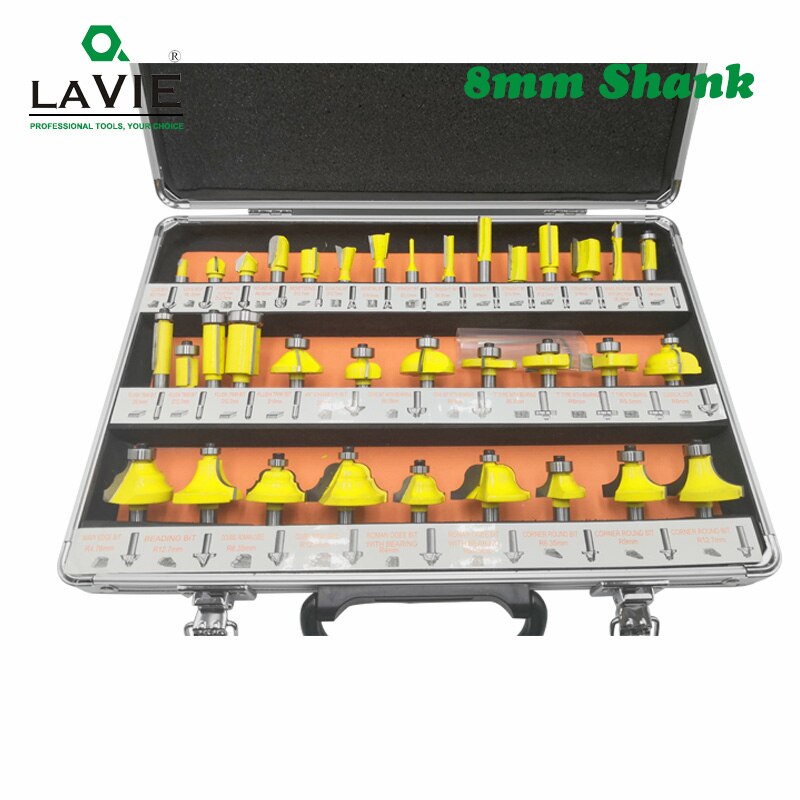 35 pçs 8mm shank carpintaria roteador bits flush em linha reta chanfro corte bits diy fresa para madeira ferramenta de gravura mc02008