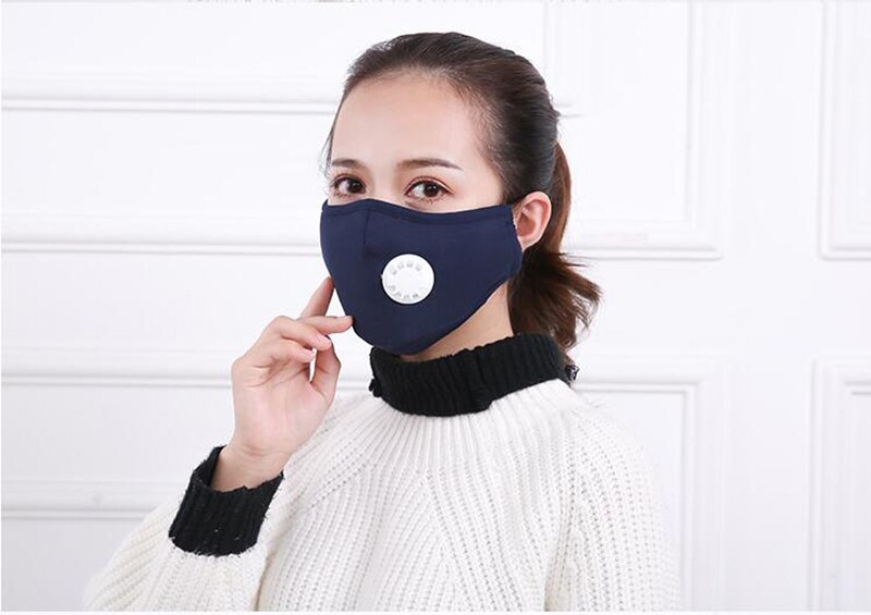 Outdoor running fietsen half gezicht Maskers katoen wind smog bescherming maskers mannen vrouwen sport luchtfilter respirator: navy blue