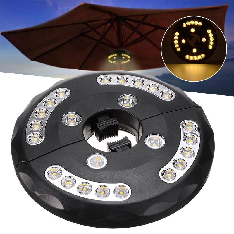 24 leds parasol lampe udendørs terrasse paraply lys til haven strand parasol stang lys bærbare camping telt lys