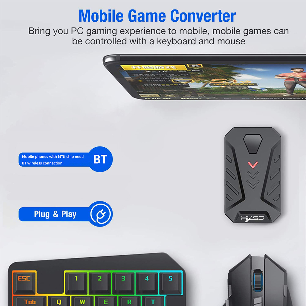 Wired Keyboard Mouse Converter Mobile Game Adapter Mobile Wired Gaming Keyboard Mouse Converter with 4 USB Port