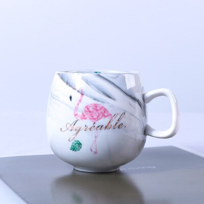 Tazas de café de flamenco, Taza de cerámica de viaje con patrón de mármol, pareja, taza de unicornio, 300-400ml: 0212 gray
