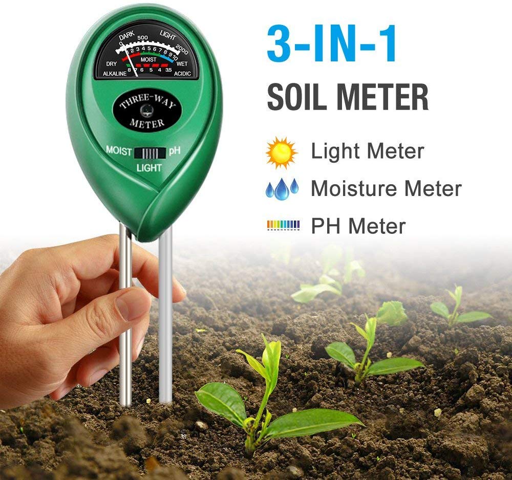 3- i -1 jord ph meter jordtestersæt fugt / lys / ph test jordfugtighedsmåler til haven gård græsplæne indendørs udendørs: Grøn
