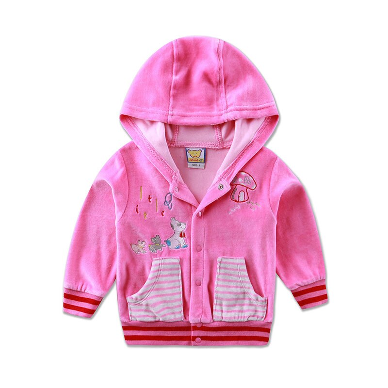Kinderen Kleding Zomer en Herfst Lange Mouwen Hooded Jongens en Meisjes Knop Jas Little Q Mode Kleding: Roze / 3T