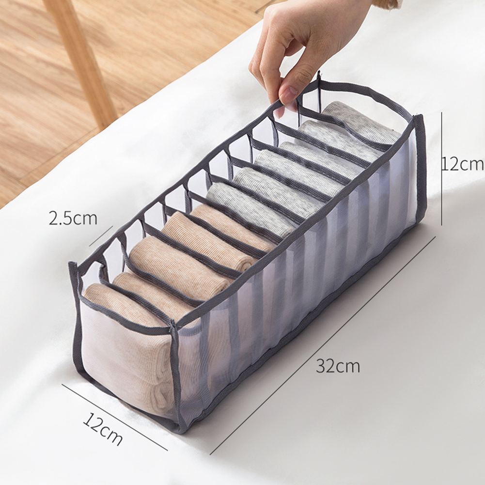 Boîte de rangement pliable pour sous-vêtements, 1 unité, organiseur de tiroir pour sous-vêtements, chaussettes et soutien-gorge: Grey 11 Grids
