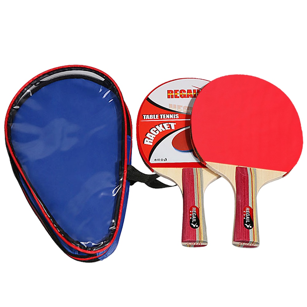 2 stuks pingpongbatjes in zeven lagen, lange steel, pingpongracketset, trainingsaccessoires met tas voor binnen en buiten