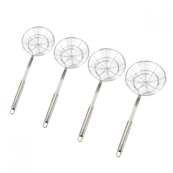 Stainless Steel Skimmer Strainer, Wire Skimmer with Spiral Mesh, Kitchen Skimmer Spoon/Ladle for Spaetzle/Pasta / Chips