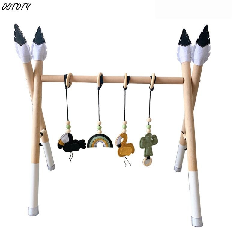 Baby Fitness Rack Nursery Sensory Ring-pull Toy Infant Room Toddler Room Decor: Black and white