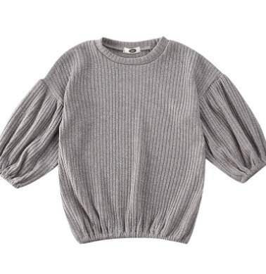 vino rojo niños bebé Niñas Ropa suéter Casual linterna manga larga suéteres sudaderas ropa para bebé 1-6T: Gris / 4T