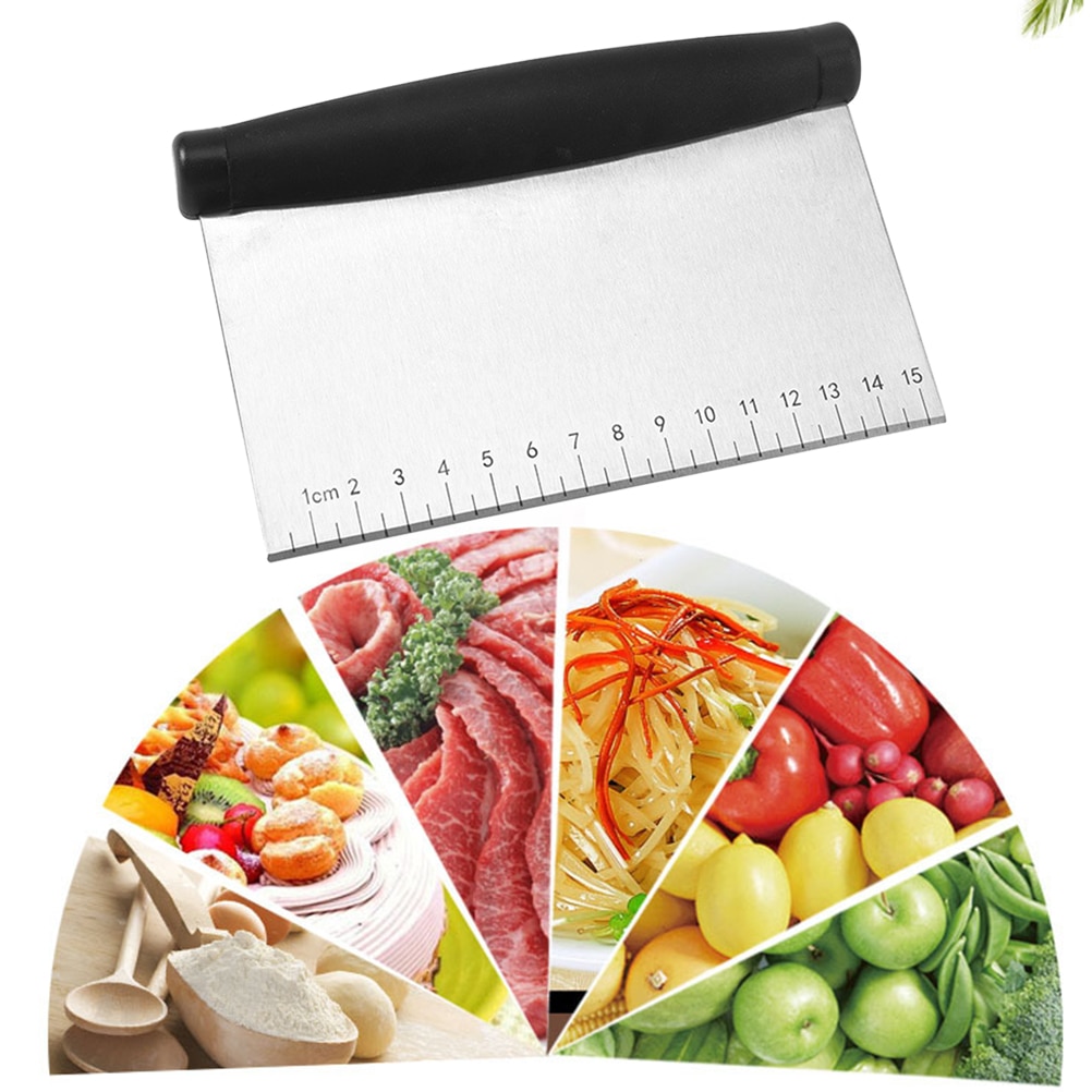 Multi-Purpose Bench Scraper Stainless Steel Pizza Dough Scraper Chopper Dough Cutter for Bread and Pizza Dough