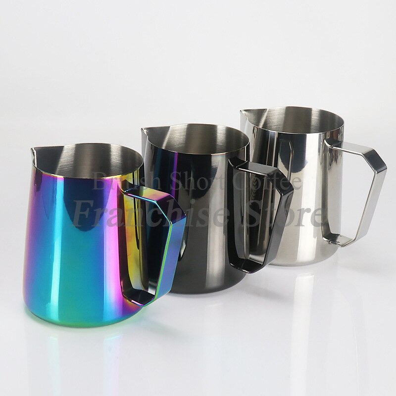 Cappuccino Coffee Garland Cup, Pointed 304 Stainless Steel Milk Foam Cup with Fancy Coffee Garland Cylinder Appliance