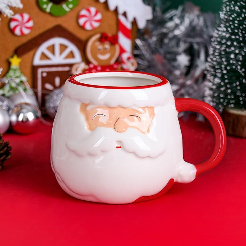 Najnowszy popularny kubek Świętego Mikołaja kubek ceramiczny pudełko upominkowe z kreskówkową ręcznie rysowany prezent 3D kreatywny kubek świąteczny prezent świąteczny: Niebieski